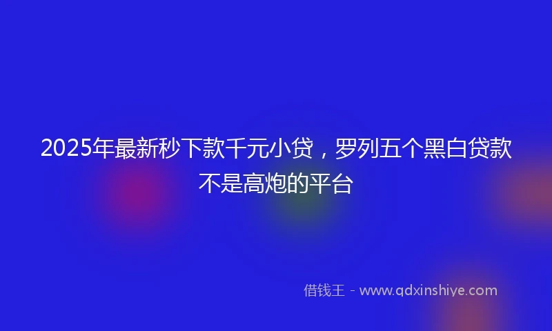 2025年最新秒下款千元小贷，罗列五个黑白贷款不是高炮的平台