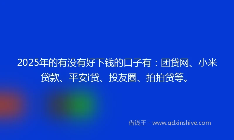 2025年的有没有好下钱的口子有:团贷网、小米贷款、平安i贷、投友圈、拍拍贷等。