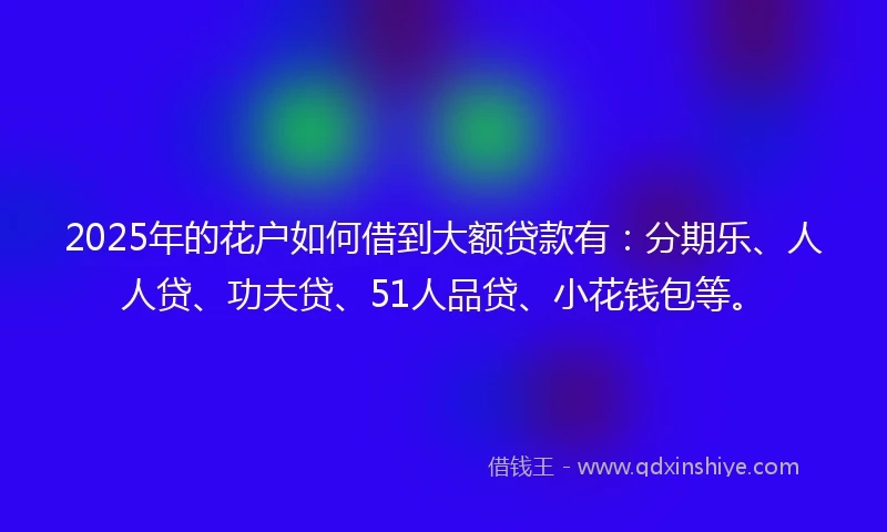 2025年的花户如何借到大额贷款有：分期乐、人人贷、功夫贷、51人品贷、小花钱包等。