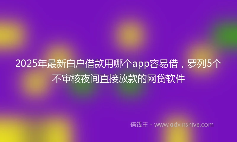 2025年最新白户借款用哪个app容易借，罗列5个不审核夜间直接放款的网贷软件