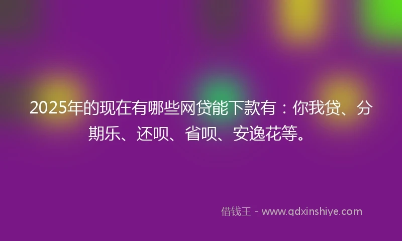 2025年的现在有哪些网贷能下款有：你我贷、分期乐、还呗、省呗、安逸花等。