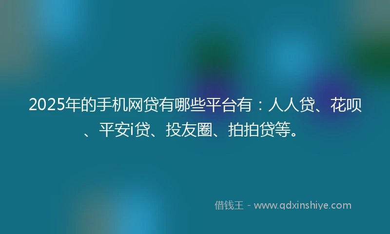 2025年的手机网贷有哪些平台有：人人贷、花呗、平安i贷、投友圈、拍拍贷等。