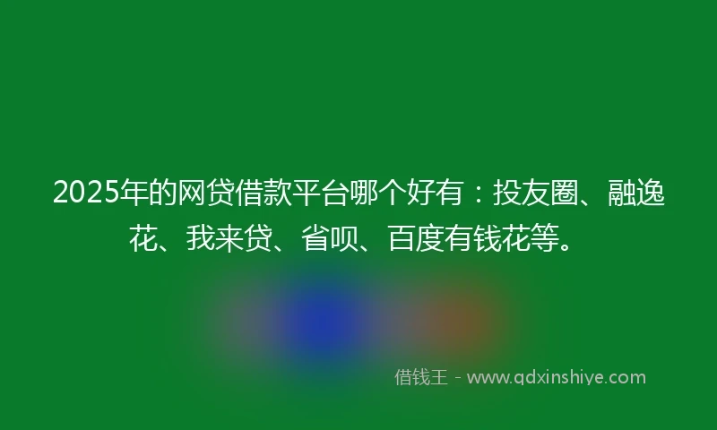 2025年的网贷借款平台哪个好有：投友圈、融逸花、我来贷、省呗、百度有钱花等。