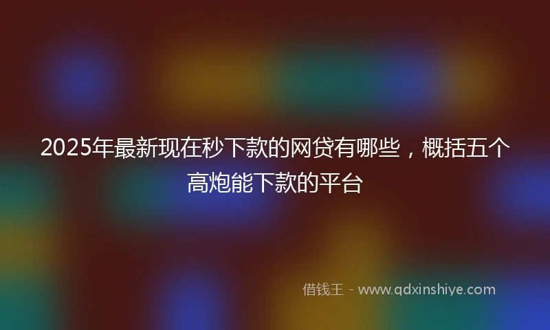 2025年最新现在秒下款的网贷有哪些，概括五个高炮能下款的平台