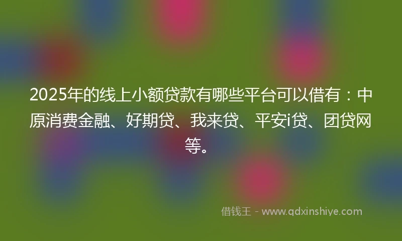 2025年的线上小额贷款有哪些平台可以借有：中原消费金融、好期贷、我来贷、平安i贷、团贷网等。