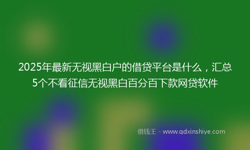 2025年最新无视黑白户的借贷平台是什么，汇总5个不看征信无视黑白百分百下款网贷软件
