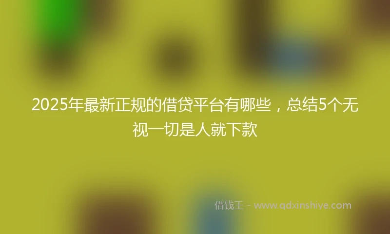 2025年最新正规的借贷平台有哪些，总结5个无视一切是人就下款