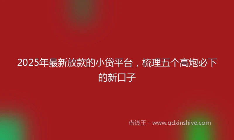 2025年最新放款的小贷平台，梳理五个高炮必下的新口子