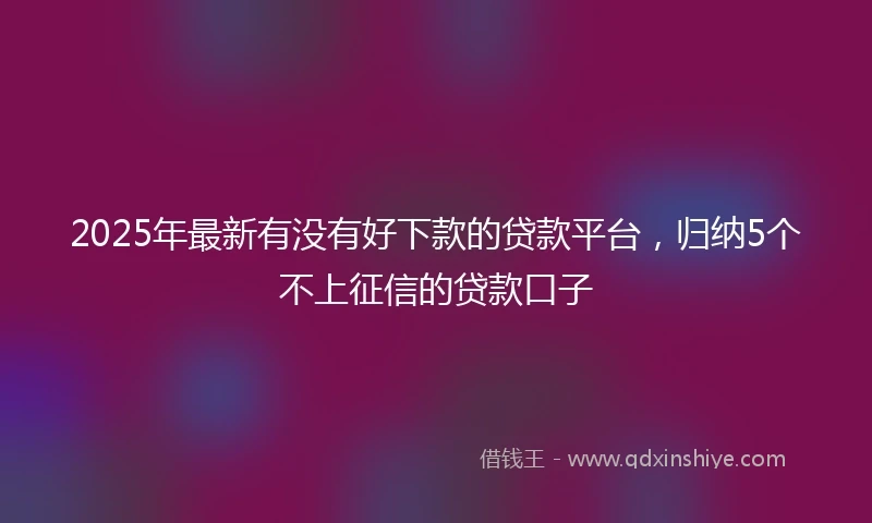 2025年最新有没有好下款的贷款平台，归纳5个不上征信的贷款口子