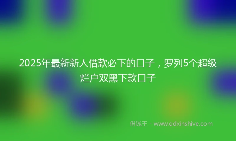 2025年最新新人借款必下的口子，罗列5个超级烂户双黑下款口子