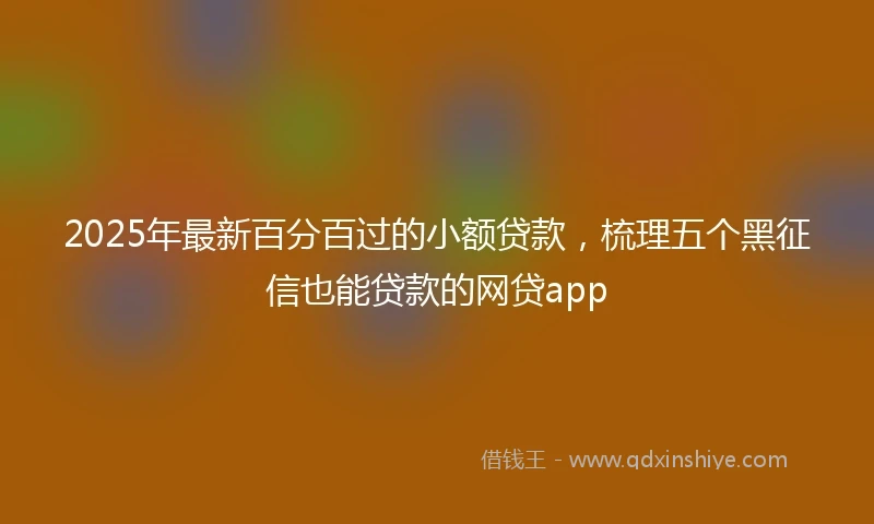 2025年最新百分百过的小额贷款，梳理五个黑征信也能贷款的网贷app