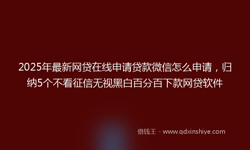 2025年最新网贷在线申请贷款微信怎么申请，归纳5个不看征信无视黑白百分百下款网贷软件