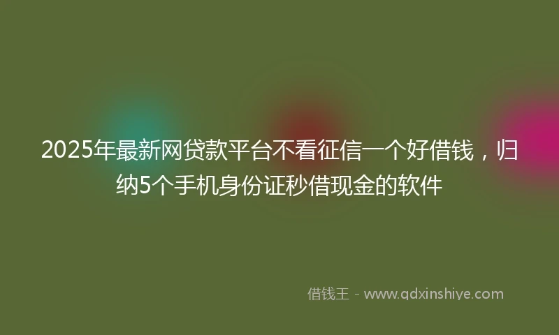 2025年最新网贷款平台不看征信一个好借钱，归纳5个手机身份证秒借现金的软件