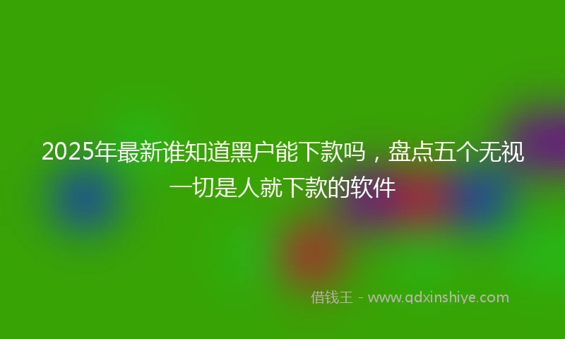 2025年最新谁知道黑户能下款吗，盘点五个无视一切是人就下款的软件