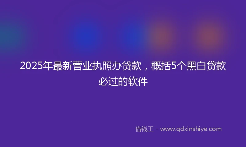 2025年最新营业执照办贷款，概括5个黑白贷款必过的软件
