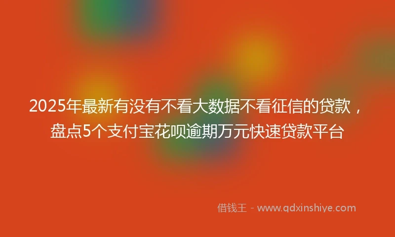 2025年最新有没有不看大数据不看征信的贷款，盘点5个支付宝花呗逾期万元快速贷款平台
