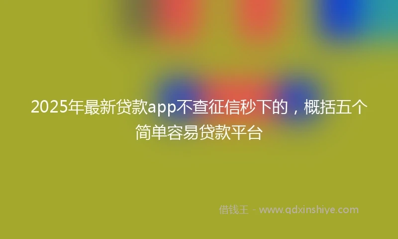 2025年最新贷款app不查征信秒下的，概括五个简单容易贷款平台