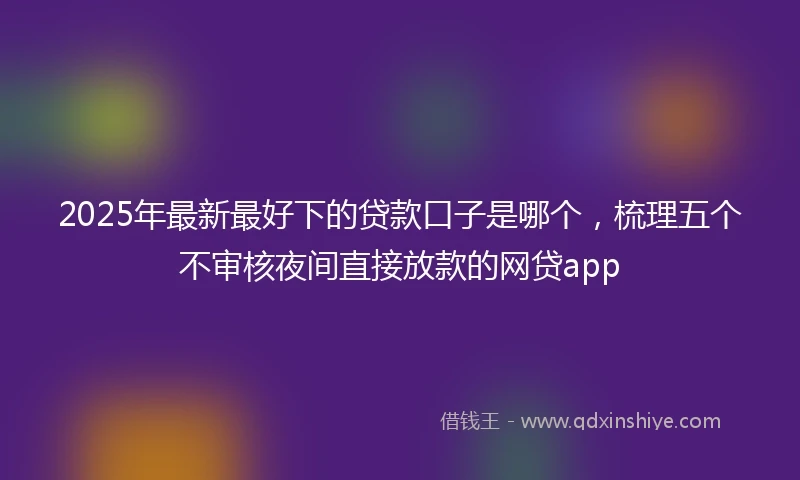 2025年最新最好下的贷款口子是哪个，梳理五个不审核夜间直接放款的网贷app
