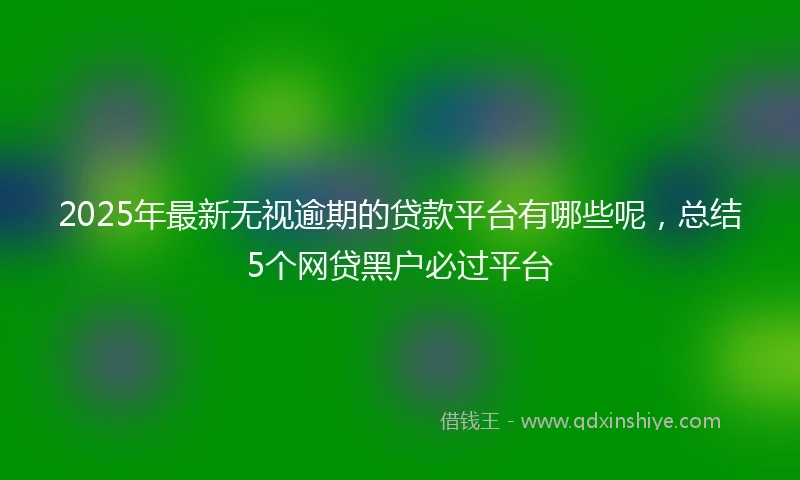 2025年最新无视逾期的贷款平台有哪些呢，总结5个网贷黑户必过平台