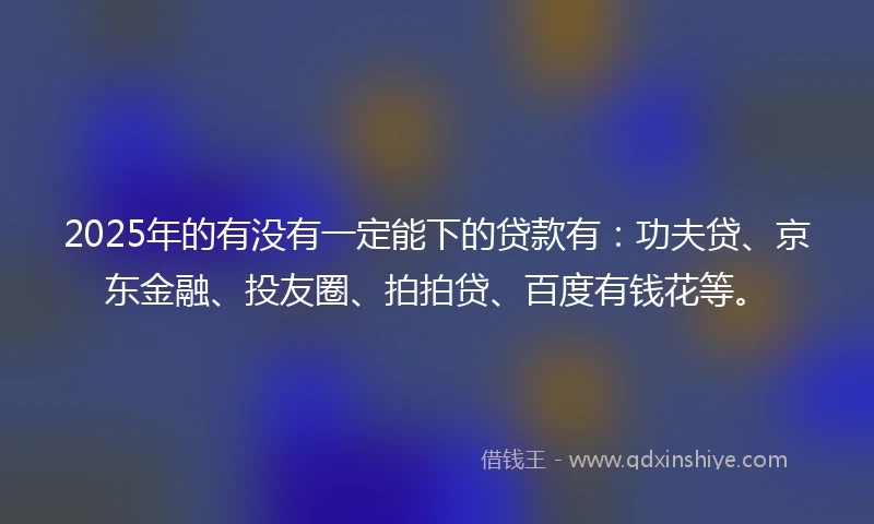 2025年的有没有一定能下的贷款有：功夫贷、京东金融、投友圈、拍拍贷、百度有钱花等。