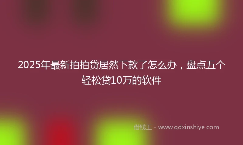 2025年最新拍拍贷居然下款了怎么办，盘点五个轻松贷10万的软件