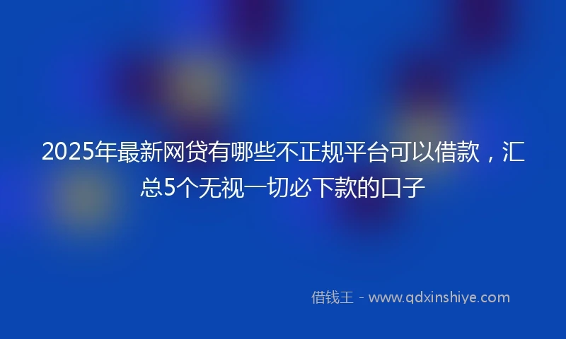 2025年最新网贷有哪些不正规平台可以借款，汇总5个无视一切必下款的口子