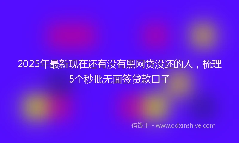 2025年最新现在还有没有黑网贷没还的人，梳理5个秒批无面签贷款口子