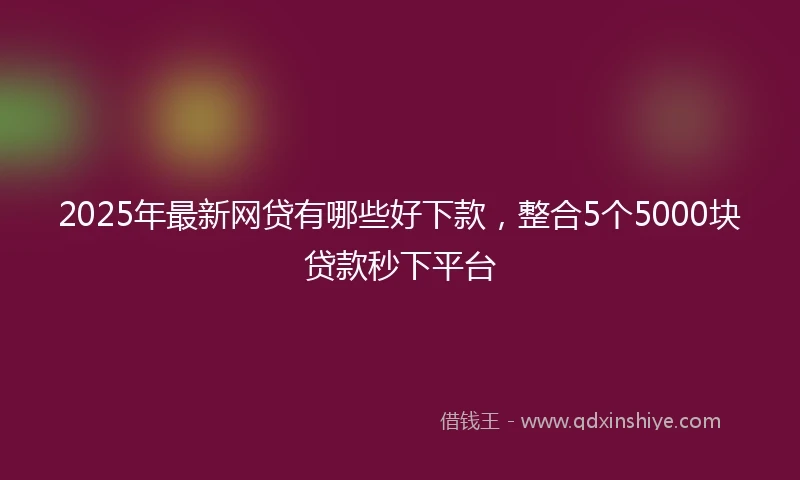 2025年最新网贷有哪些好下款，整合5个5000块贷款秒下平台