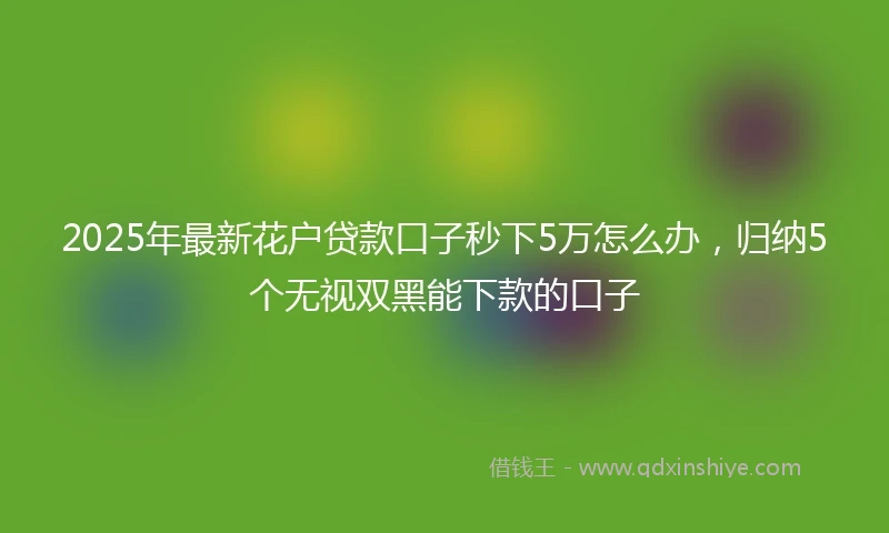 2025年最新花户贷款口子秒下5万怎么办，归纳5个无视双黑能下款的口子