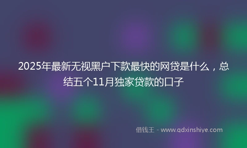 2025年最新无视黑户下款最快的网贷是什么，总结五个11月独家贷款的口子