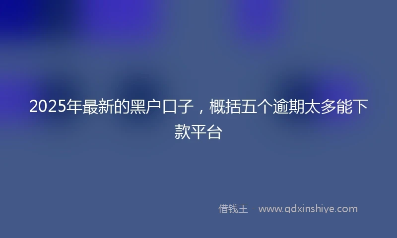 2025年最新的黑户口子，概括五个逾期太多能下款平台