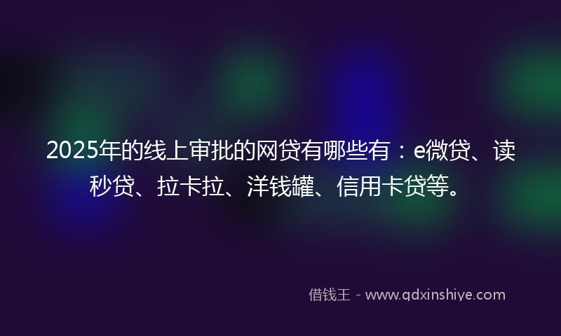 2025年的线上审批的网贷有哪些有：e微贷、读秒贷、拉卡拉、洋钱罐、信用卡贷等。