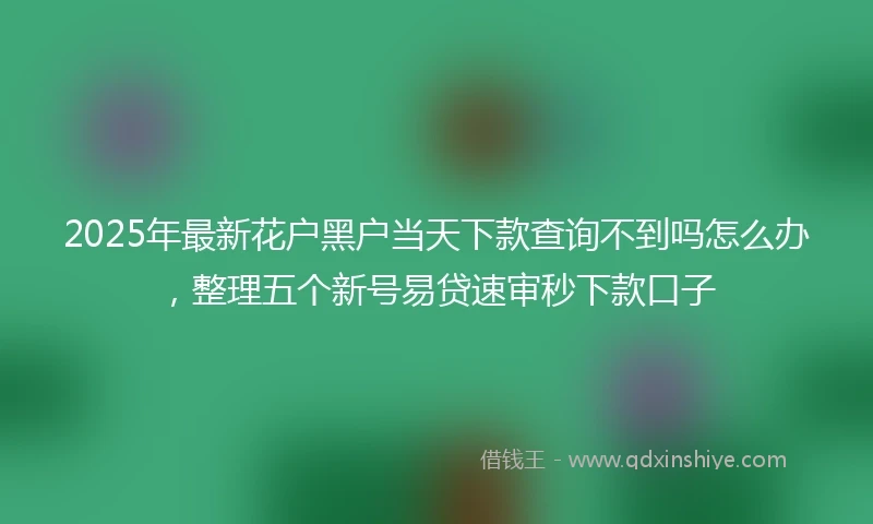 2025年最新花户黑户当天下款查询不到吗怎么办，整理五个新号易贷速审秒下款口子