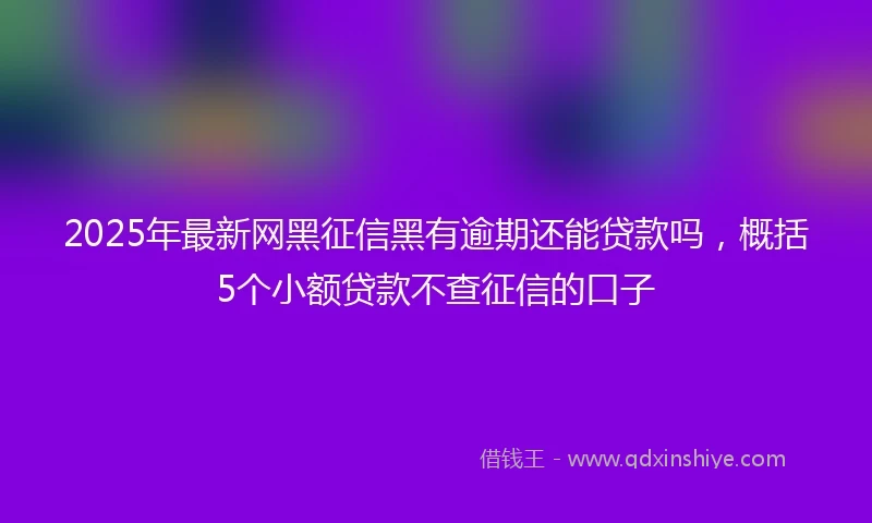 2025年最新网黑征信黑有逾期还能贷款吗，概括5个小额贷款不查征信的口子