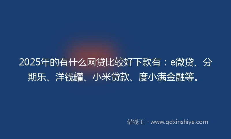 2025年的有什么网贷比较好下款有：e微贷、分期乐、洋钱罐、小米贷款、度小满金融等。