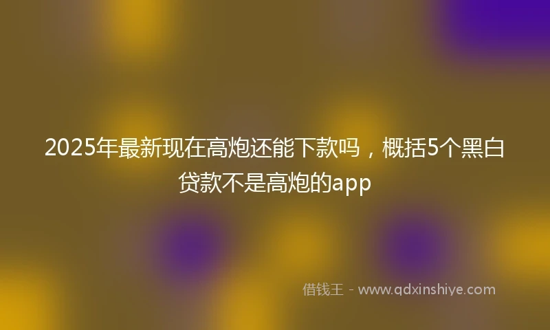 2025年最新现在高炮还能下款吗，概括5个黑白贷款不是高炮的app