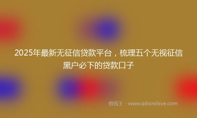 2025年最新无征信贷款平台，梳理五个无视征信黑户必下的贷款口子