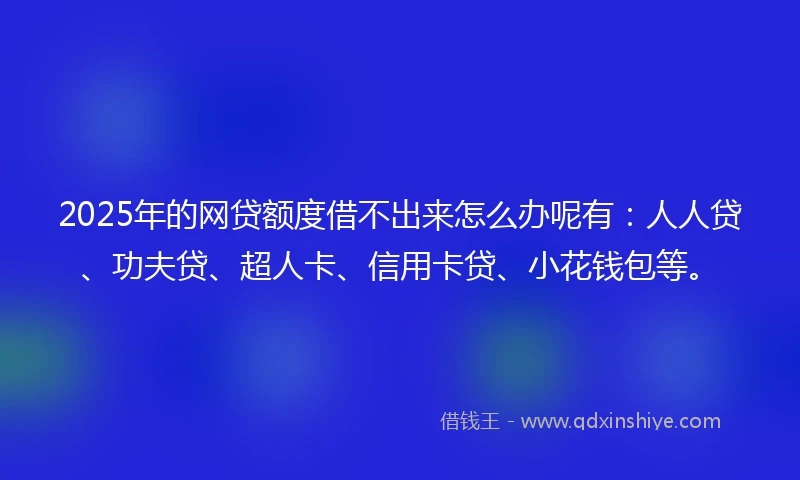 2025年的网贷额度借不出来怎么办呢有：人人贷、功夫贷、超人卡、信用卡贷、小花钱包等。
