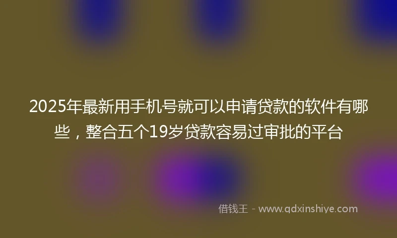 2025年最新用手机号就可以申请贷款的软件有哪些，整合五个19岁贷款容易过审批的平台