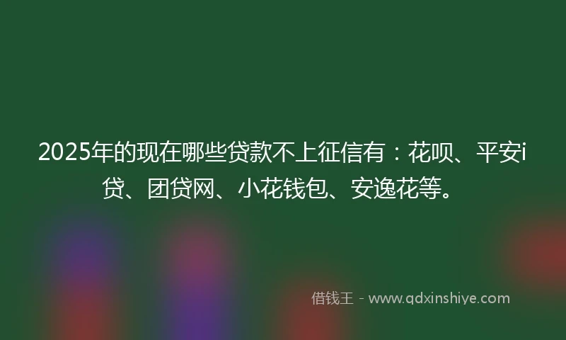 2025年的现在哪些贷款不上征信有：花呗、平安i贷、团贷网、小花钱包、安逸花等。