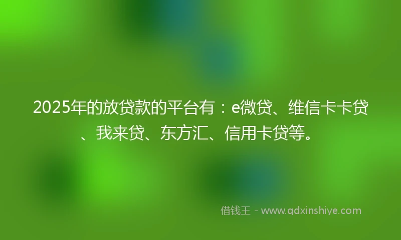 2025年的放贷款的平台有：e微贷、维信卡卡贷、我来贷、东方汇、信用卡贷等。