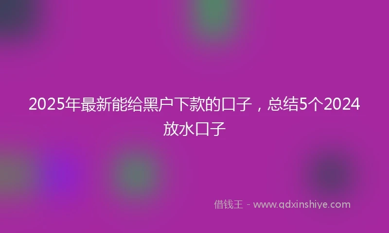 2025年最新能给黑户下款的口子，总结5个2024放水口子