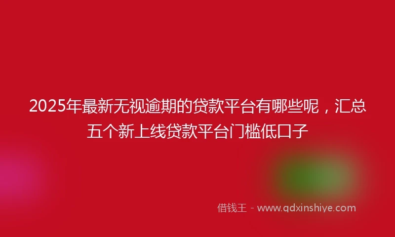 2025年最新无视逾期的贷款平台有哪些呢，汇总五个新上线贷款平台门槛低口子