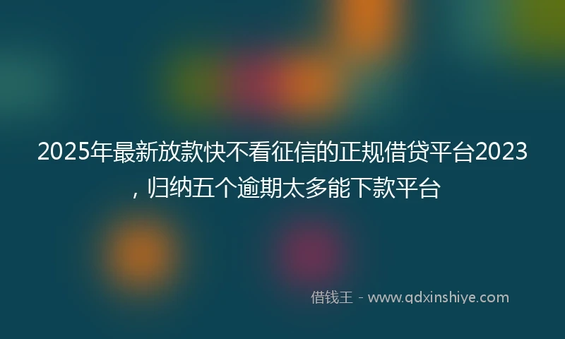 2025年最新放款快不看征信的正规借贷平台2023，归纳五个逾期太多能下款平台