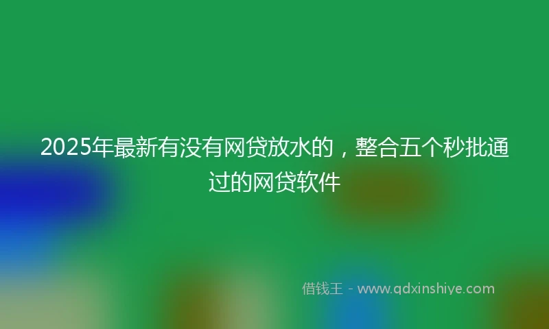 2025年最新有没有网贷放水的，整合五个秒批通过的网贷软件