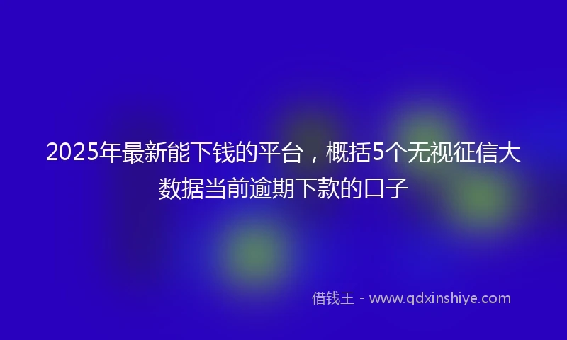 2025年最新能下钱的平台，概括5个无视征信大数据当前逾期下款的口子