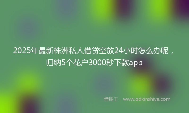 2025年最新株洲私人借贷空放24小时怎么办呢，归纳5个花户3000秒下款app