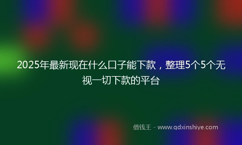 2025年最新现在什么口子能下款，整理5个5个无视一切下款的平台