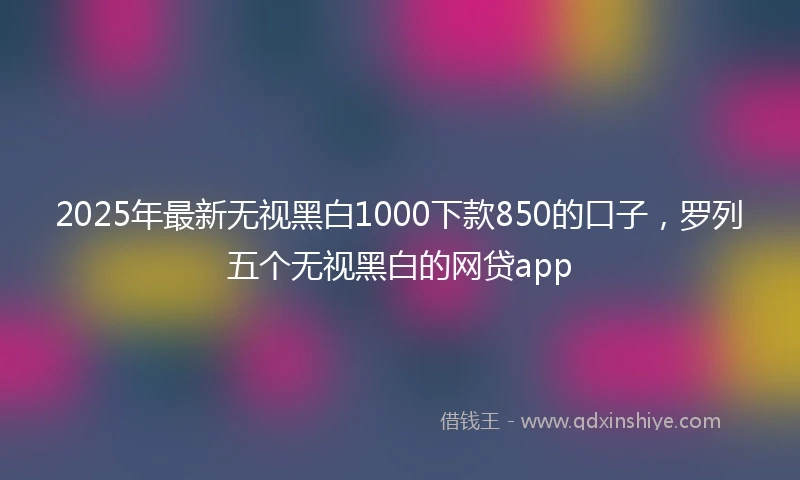 2025年最新无视黑白1000下款850的口子，罗列五个无视黑白的网贷app