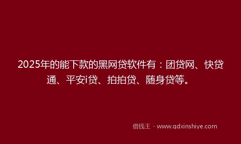 2025年的能下款的黑网贷软件有：团贷网、快贷通、平安i贷、拍拍贷、随身贷等。